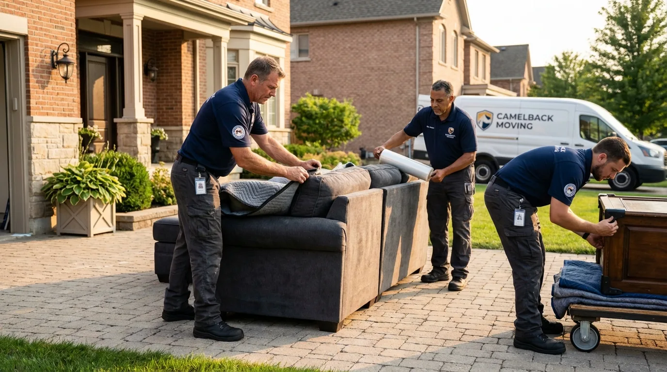 Large estate moving crew wrapping furniture in Mount Vernon, TX